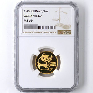 1982 panda 1/4oz gold coin NGC69