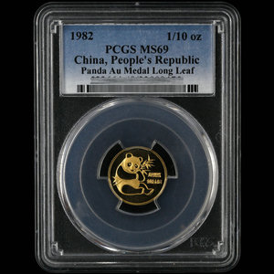 1982 panda 1/10oz gold coin PCGS69