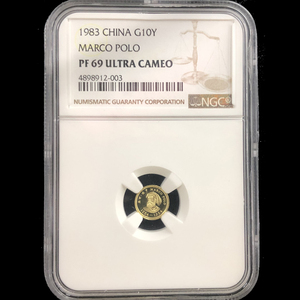 1983 Marco Polo 1g gold coin NGC69