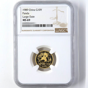 1989 panda 1/10oz gold coin large date NGC69