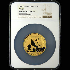 2016 panda 100g gold coin NGC69