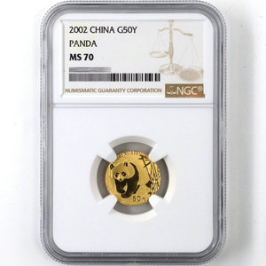 2002 panda 1/10oz gold coin NGC70