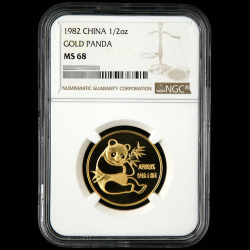1982 panda 1/2oz gold coin NGC68